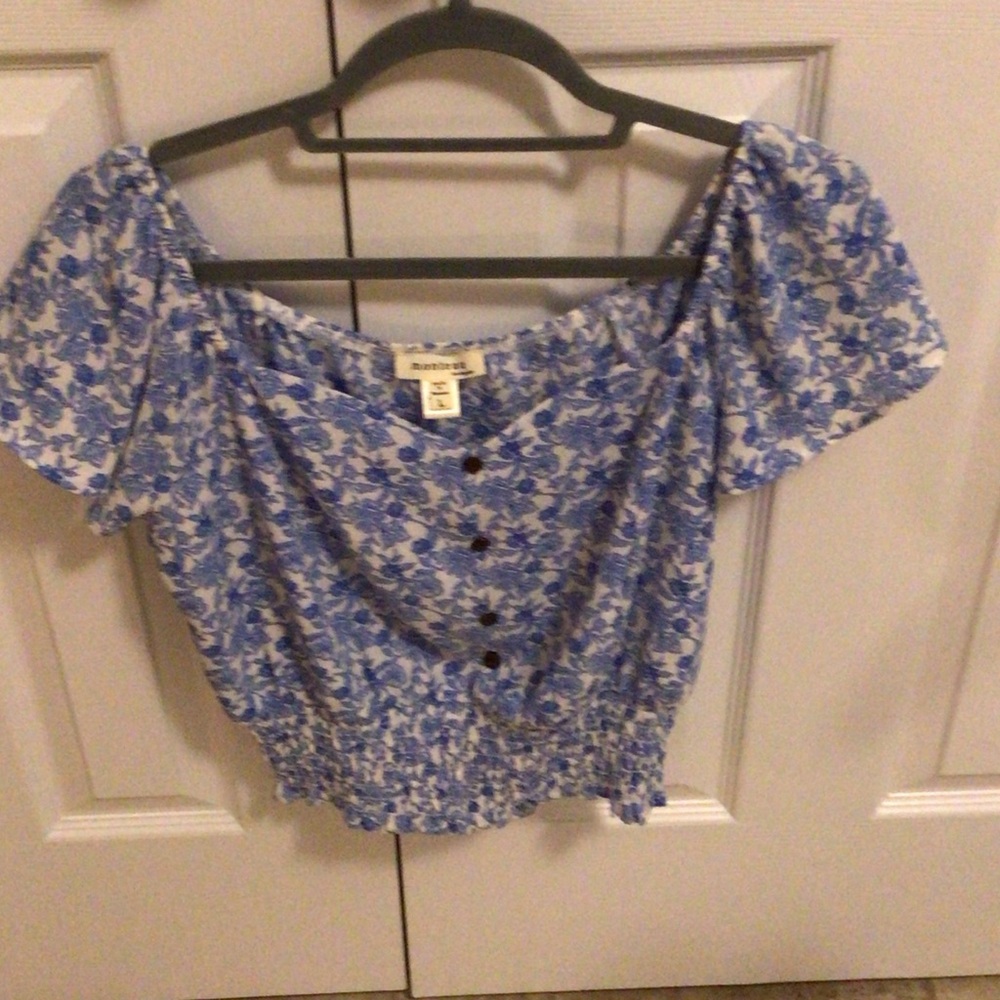 American Eagle Blue Floral Blouse